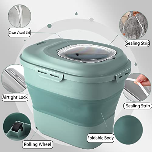 Efwel Collapsible Dog Food Storage Container, Airtight Pet Food Container With Scoop And Measuring Cup, 30 Lb Large Food Storage Containers Bin For Dog And Cat Food (Green) #TOP5