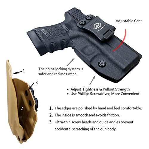 Gun Holster, Glock 30S Holster Iwb Kydex For Glock 30S Pistol - Inside Waistband Concealed Carry - Adj. Cant Retention - Cover Mag-Button - Widened Entrance - Holster Case Pouch (Black, Right) #TOP30