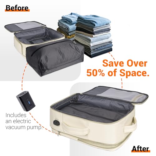 Vacuum Seal Backpack for Travel with Pump, 60L Expandable Backpack with Detachable Vacuum Compression Bag Carry On Large Travel Bag for Airline Laptop Backpack with Shoe Compartment3