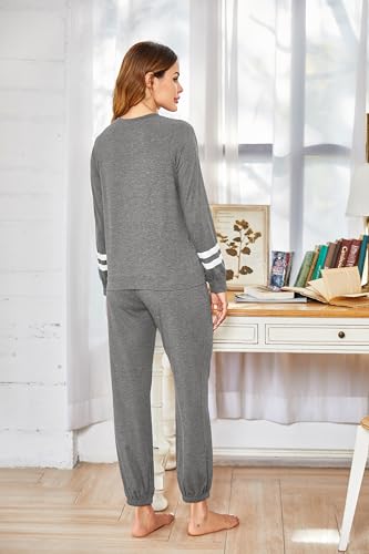 Image of Ekouaer Sweatsuits Womens Loungewear Set Tracksuit Long Sleeve Pajamas Set with Pockets 2 Piece Outfits Lounge Sets