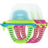 Teetherpop Fillable Silicone Teether for Babies (3-Pack) – Breastmilk Popsicle Molds for Teething w/Spill-Proof Sippy Slits – Freezable Baby Teethers for Liquids & Purées (PinkLemon/LimonTeal)