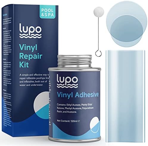 Lupo 15 Piece 120ml Vinyl Repair Kit for Hot Tubs, Inflatable Spas and Above Ground Swimming Pools & Inflatables (Repair Patches, Glue and Application Tool)