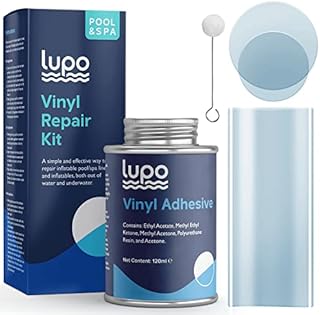 Lupo 15 Piece 120ml Vinyl Repair Kit for Hot Tubs, Inflatable Spas and Above Ground Swimming Pools & Inflatables (Repair Patches, Glue and Application Tool)