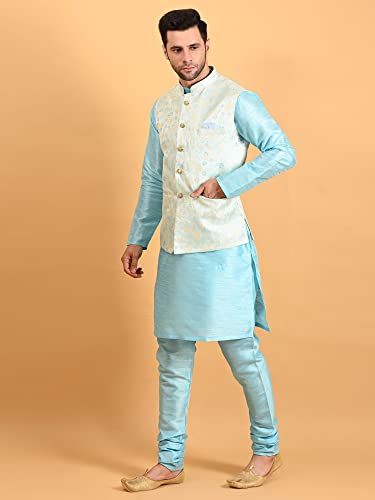 Image of Uri and MacKenzie Men's Silk Blend Kurta Pajama with Designer Ethnic Nehru Jacket /Modi Jacket