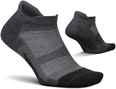 Feetures Elite Max Cushion No Show Tab - Running Socks for Men & Women - Athletic Compression Socks - Moisture Wicking - Large, Gray