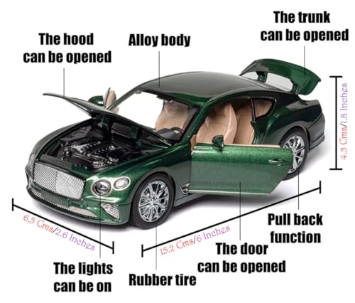 Image of Magicwand 1:32 Scale Die-Cast Metal Bentlley Car with Openable Doors,Pull Back Action,Blinking Lights【Pack of 1】【Colors as Per Stock】