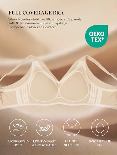 Image of COMFELIE Women Plunge No Underwire Bra Deep V Seamless Supportive Bras Buttery Smooth Comfort Soft Bralettes Underwear