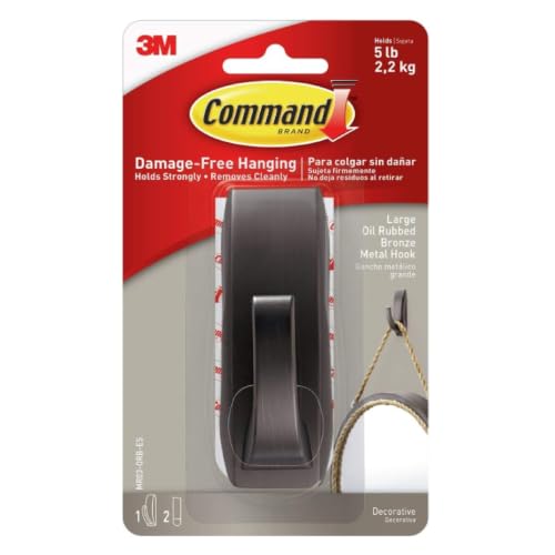 Command Large Modern Reflections Metal Hook, 5 lb, Oil Rubbed Bronze - image 1
