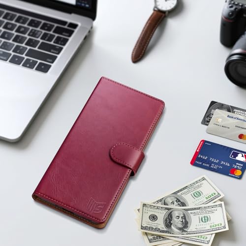 SUANPOT Compatible with Samsung Galaxy S25 Ultra Wallet case with RFID Blocking Credit Card Holder,Flip Book PU Leather Protective Cover Men Women for Samsung S25 Ultra Phone case Wine Red Color by SUANPOT - Used condition - Image 4