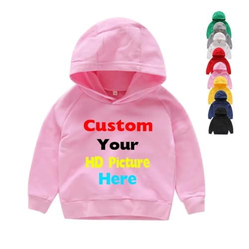 Personalizado meninos e meninas camisola com capuz personalizada infantil algodão camisolas seu próprio design bonito imprimir jersey 2T-8T, Cor5
