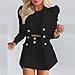 Women's 2 Piece Outfits Casual Solid Long Sleeve Suits Button Work Coat High Waist Blazer Jacket and Mini Skirt Set Black