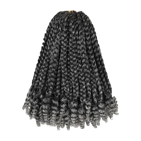 7 Packs 10 Inches Goddess Box Braid Crochet Hair with Toni Curl Ends for Black Women,Mother and Baby Kids - Ombre Gray, Bohemian Box Braids Crochet Hair (105 Strands,T1B/Gray) Cover