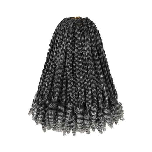 7 Packs 10 Inches Goddess Box Braid Crochet Hair with Toni Curl Ends for Black Women,Mother and Baby Kids - Ombre Gray, Bohemian Box Braids Crochet Hair (105 Strands,T1B/Gray)
