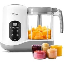 BEAR 2024 Baby Food Maker, One-Step & Easy to Use, Smart Touchscreen, White | All-in-One Homemade Baby Food Maker for Healthy Feeding, LED Display Panel, Auto-Cooking and Self-Cleaning Function