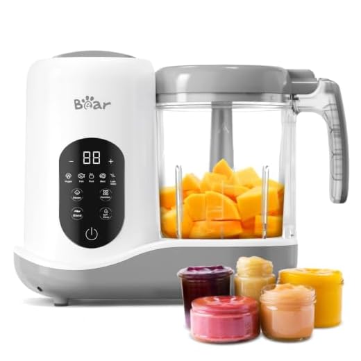 BEAR 2024 Baby Food Maker, One-Step & Easy to Use, Smart Touchscreen, White | All-in-One Homemade Baby Food Maker for Healthy Feeding, LED Display Panel, Auto-Cooking and Self-Cleaning Function