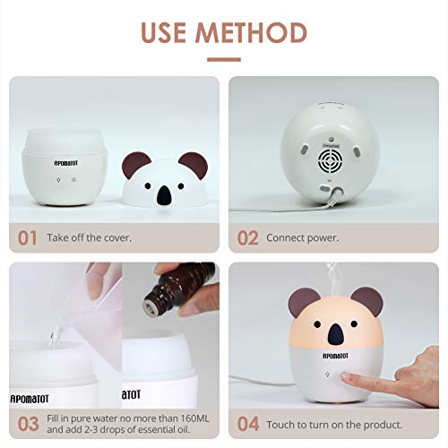 Apomotot Koala Essential Oil Diffuser,160Ml Baby Cute Cartoon Aromatherapy Diffusers,Cool Mist Humidifier With Usb Waterless Auto Shut-Off For Kids Children Home Office Bedroom #TOP7