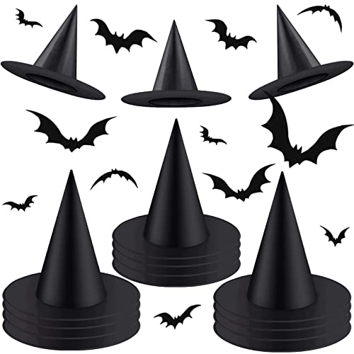 Amzeeniu 12 peças chapéu de bruxa tecido Oxford, disfarce de Cosplay, decoração de Halloween, festa Favor (L)