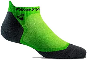 Thirty48 Ultralight Athletic Running Socks for Men and Women with Seamless Toe, Moisture Wicking, Cushion Padding (Medium - Women 7-8.5 // Men 8-9.5, [1 Pair] Green/Gray)