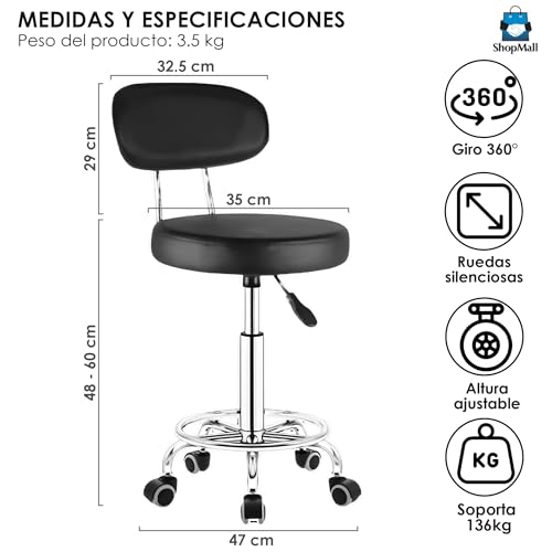 La mejor selección de Sillas Con Ruedas para Oficina - solo los mejores. 30 Imagen adicional