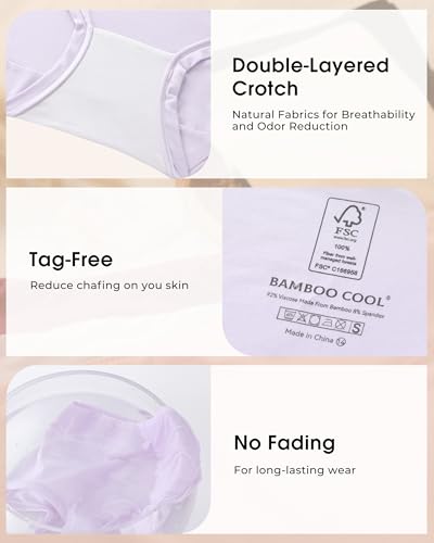 BAMBOO COOL Women's Boyshort Boxer Briefs Underwear Soft Stretch High Waist Panties for Women, 5-Pack4