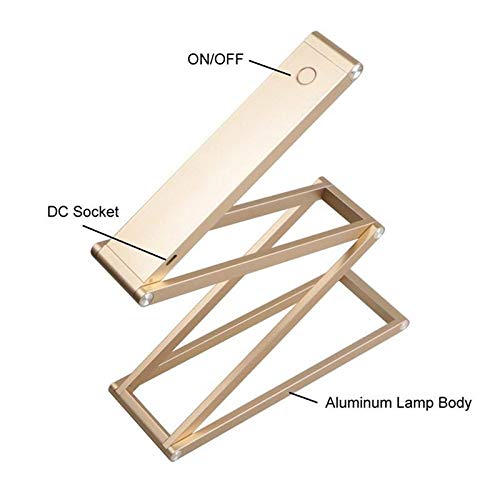 RTHGTFTD Lampka biurkowa USB. Akumulator DOPROWADZIŁO Lampa biurkowa długa Przenośna ściemnialna DOPROWADZIŁO Lampa stołowa Stopu Aluminium Składany Long Long Reading Light (Color : Gold)