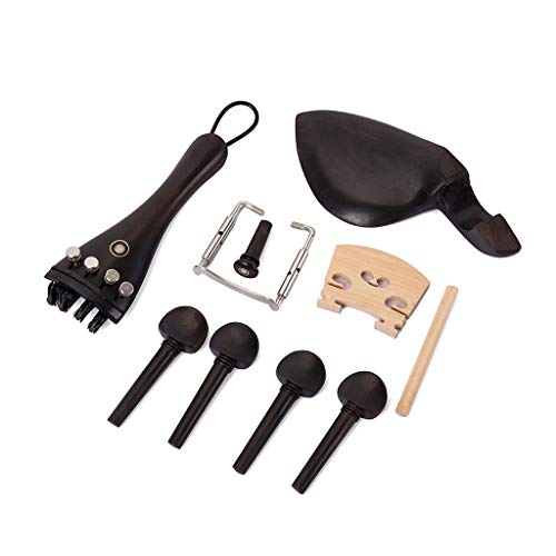 Alnicov Lot de 15 accessoires pour violon 4/4 - Cheville, cordier, tendeur, mentonnière, pince d'extrémité pour violon 4/4