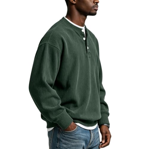 Corduroy Long Sleeve Henley Shirts for Men Casual Fall Shirt Pullovers - image 4