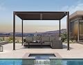 PURPLE LEAF 10' x 10' Louvered Pergola Outdoor Adjustable Louvre Shade Modern Patio Aluminum Pergola with Retractable Roof for Deck Backyard Garden Hardtop Gazebo, Bronze