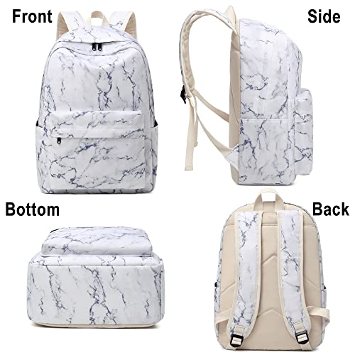 Joyfulife Marble Backpack for Girls Kids School Backpack Student Bookbags Teens Girls Backpack with Lunch Box and Pencil Bag4