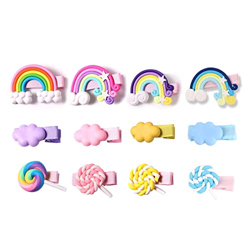 Hair Clips For Girls, Artibox 12 Pcs Rainbow Hair Accessories Candy Cloud Barrettes Lollipop Clips Hairpins No Slip Alligator Clips For Toddlers Baby Girls Kids Children (Rainbow-Clips-12Pcs-Qx) #TOP6