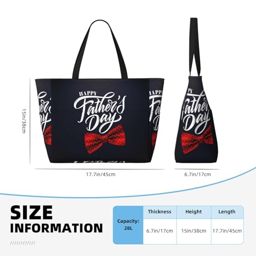Happy Father's Day Print Large Beach Tote Bag for Women Extra Large Capacity Sandproof Waterproof Pool Bag Suitable for Swimming Pool Gym Groceries Travel4