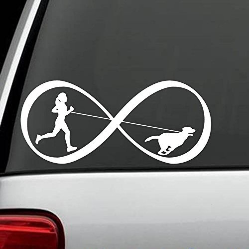 Run Girl Dog Jogging Running Vinyl Decal Sticker for Car C1060