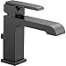 Delta Faucet Ara Matte Black Bathroom Faucet, Single Hole Bathroom Faucet, Single Handle Bathroom Faucet, Metal Drain Assembly, Matte Black 567LF-BLMPU
