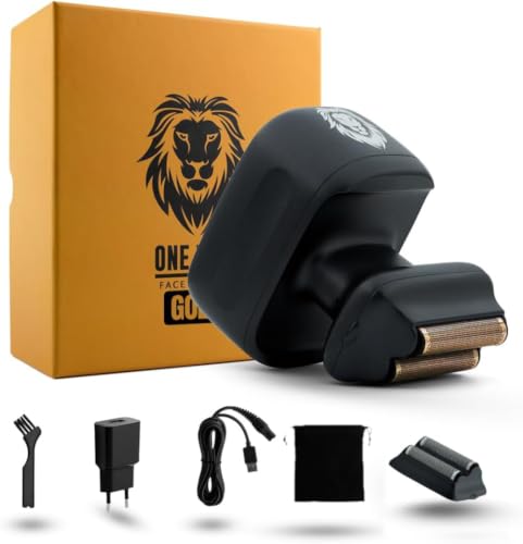 Image of skull shaver One Lion Silver Pro - Precision Shaving for Men | Japanese Stainless Steel Foils | Wet /Dry Shave | Cordless Electric Shaver, Black | Electric Shaver with Stepped Twin Foil, For Men