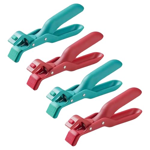 TOYANDONA Lot de 4 Pinces à Bol Anti-Brûlure en Silicone Antidérapantes et Résistantes à la Chaleur pour Micro-Ondes et Friteuse à Air Couleur Rouge et Vert Accessoire la Cuisine
