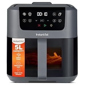 Instant Pot - Vortex Compact Truffle Grey Air Fryer - 5L Basket, Family Size, 4 in 1 - Air Fry, Food Dehydrate, Bake, Reheat, Non-Stick, Easy Clean, Dishwasher Safe, Electric