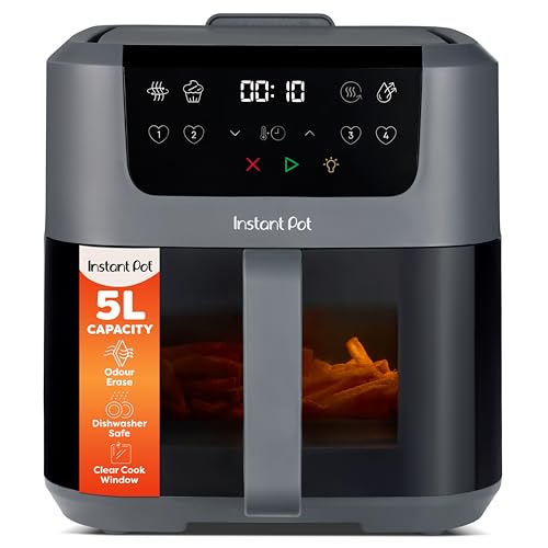 Instant Pot - Vortex Compact Truffle Grey Air Fryer - 5L Basket Family Size 4 in 1 - Air Fry Food Dehydrate Bake Reheat Non-Stick Easy Clean Dishwasher Safe Electric