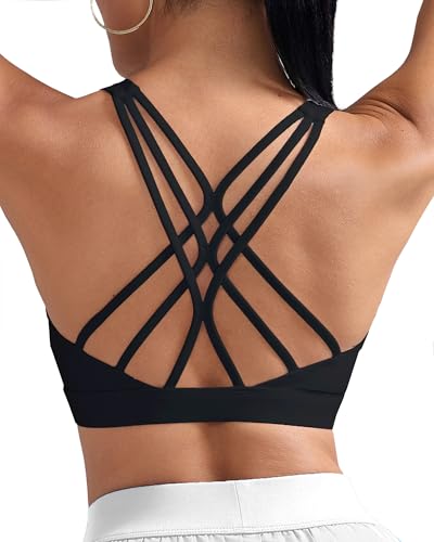 RUNNING GIRL Sports Bras for Women Medium Support, Criss-Cross Strappy Sports Bra Workout Yoga Bra with Removable Cups