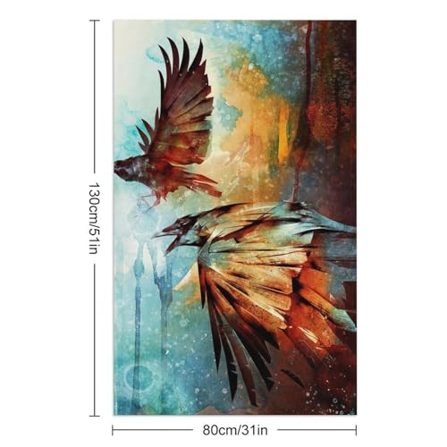 Serviette de plage à séchage rapide Crows in Flight microfibre 130x80 cm