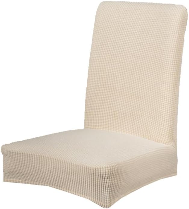 Lurrose 6pcs Beige Dining Chair Slipcovers Stretchy Elastic Polyester Chair Protector Covers Universal Fit for Home Office Kitchen Seat Protection