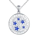 Medaillon zum Öffnen für Bilder Halskette Damen Silber 925:Stern Foto Kette Bilder Anhänger Ketten-Personalisierter Halskette Amulett Schmuck-Souvenir Geschenk für Frauen Mama Freundin Mädchen Blau