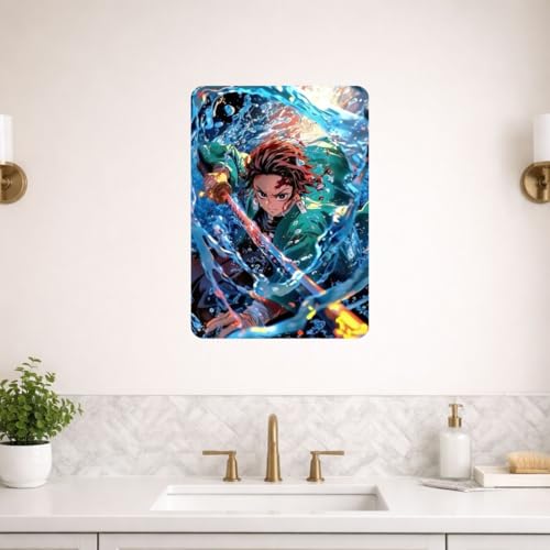 Image of Zesta Bathroom Decor Items Washroom Decor Tin Sign | Aesthetic Posters Wall Poster for Bedroom | Magnetic Cafe Decoration Items / Restaurant Decorations Items | Quirky Home Decor Bar Accent (Demon Slayer (6))