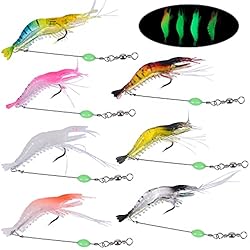 Señuelo Marca Duo Pinsheng 7 Piezas Cebo camarón Artificial, Señuelo de Pesca de camarón Luminoso Suave con Gancho, Luminoso Silicona Kit de Cebo de Señuelos de Camarón para Agua Dulce Agua Salada