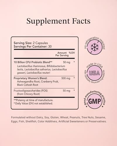 Image of Vitamin Bounty Pro-Daily Vaginal Probiotics for Women - 10 Billion CFU, 5 Strains with Cranberry & Prebiotics - Womens Probiotic for pH Balance, Digestive, Yeast & Urinary Support - 60 Capsules