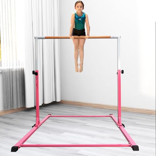 Image of Seliyoo Foldable Gymnastics Bar for Kids Teens Ages 3-18, 5FT /6FT Kip Training Bar -Sturdy Base for Home Training,Adjustable Height 35 inch to 59 inch for, 400 LBS Capacity,Anti-Slip Base & Easy Assembly