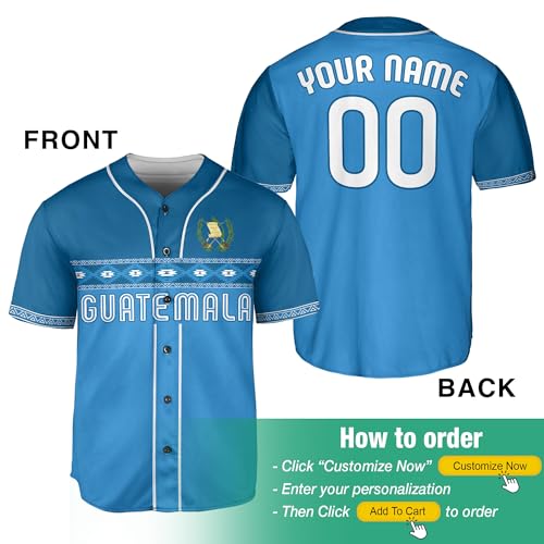 Custom Guatemala Jersey Baseball, Personalized Guatemala Jerseys for Men, Guatemala Baseball Jersey, Guatemala Shirt miniatura 3