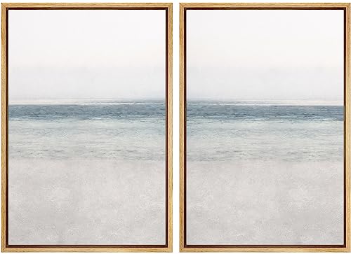 IDEA4WALL Framed Canvas Print Wall Art Set Abstract Beach Shore
