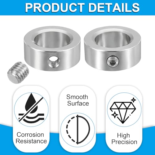 PATIKIL 1 Bohrung Wellenkragen, 304 Edelstahl Wellen-Spannringe 1-5/8 OD Fahrwerk Stopper Radkragen mit M8 Einzelner Gewindestift für Antriebswellen Automobil-Industrie