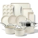 GOTHAM STEEL HAMMERED CREAM: The Gotham Steel Hammered Cream 15 Piece cookware set includes everything you need to start your cooking at home while providing the perfect combination of style and effectiveness. The set comes with an 8.5"" frying pan, ...