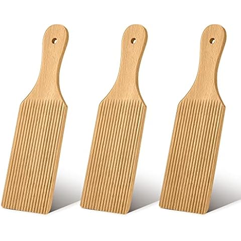 Newtay 3 Pcs Gnocchi Boards and Wooden Butter Paddles for Rolling Dough 9.1 x 2.8 in Gnocchi Paddle Pasta Making Tools Roller for Home Restaurant Kitchen Noodle Pasta Christmas Housewarming Gift Cover